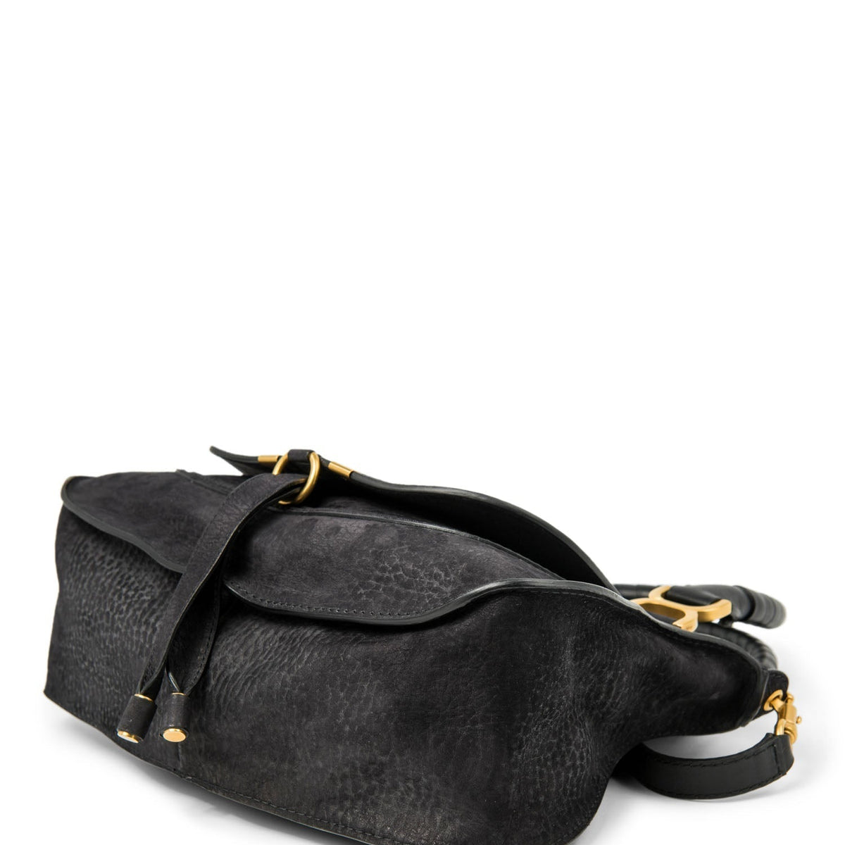 Chloe Leather Medium Marcie Saddle Bag Black
