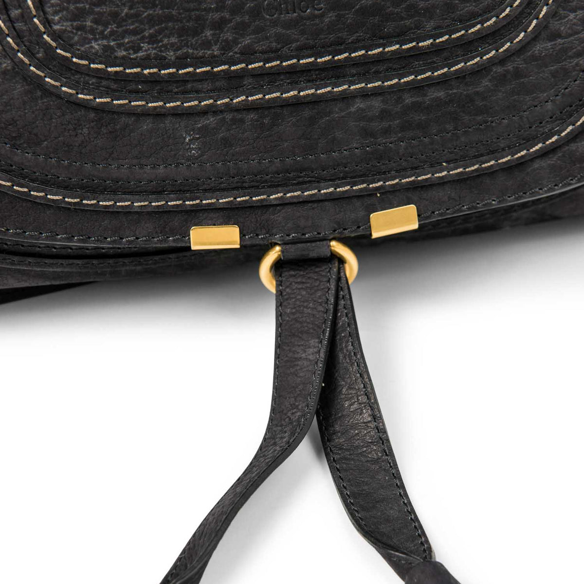 Chloe Leather Medium Marcie Saddle Bag Black