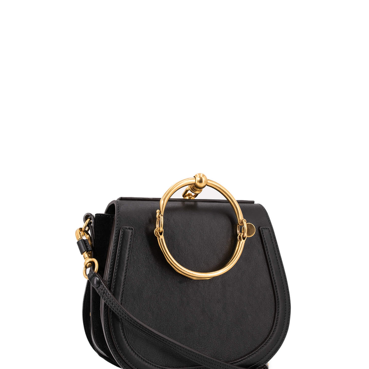 Chloe Leather Medium Nile Bracelet Bag Black
