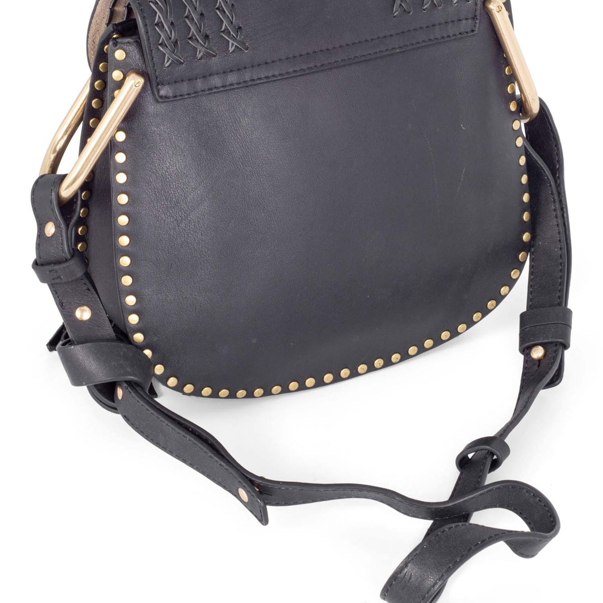 Chloe Leather Tassel Studded Hudson Cross Body Bag Black