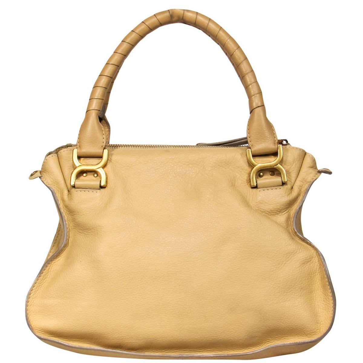 Chloe - Light Yellow Pebbled Leather "Marcie" Convertible Satchel