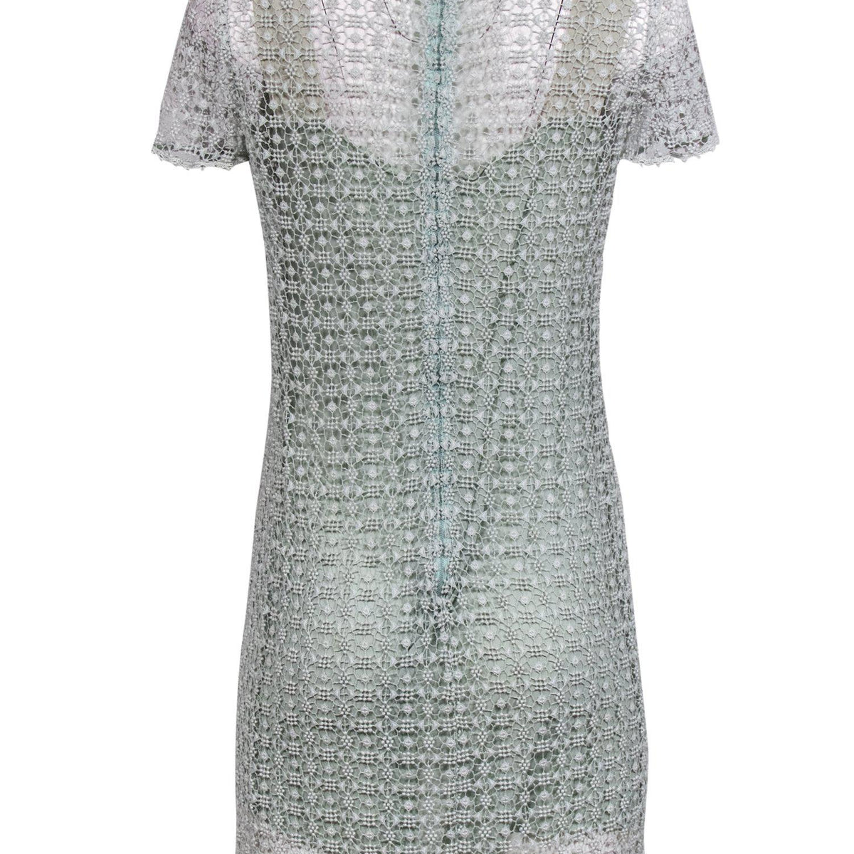 Chloe - Mint Green Shift Dress w/ Embroidered Overlay Sz S