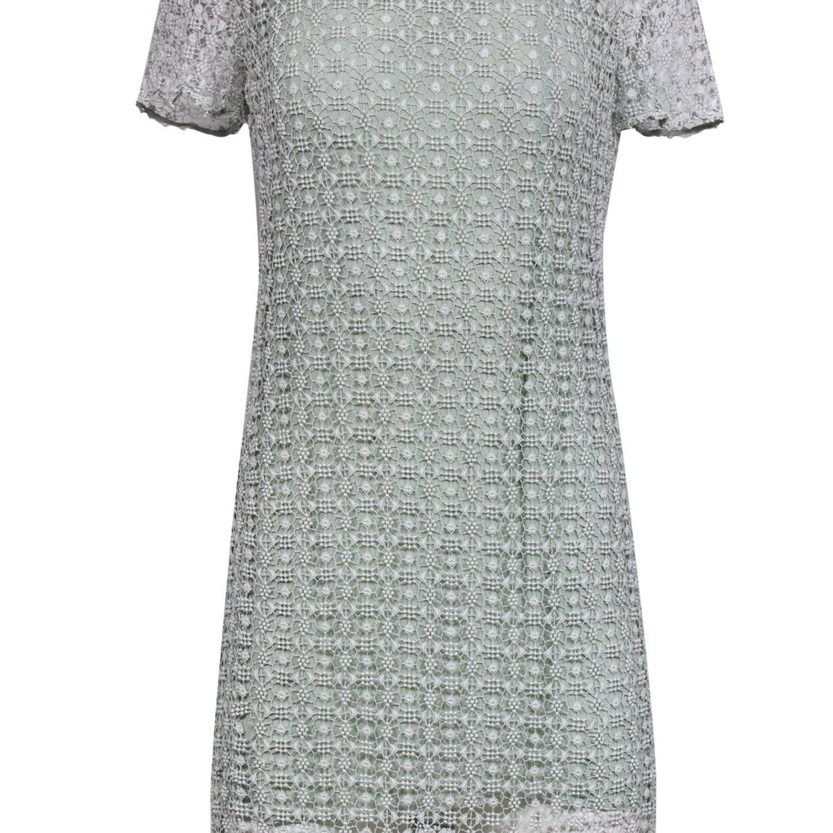 Chloe - Mint Green Shift Dress w/ Embroidered Overlay Sz S