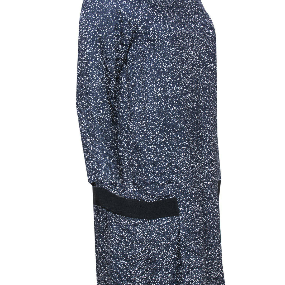 Chloe - Navy Blue & Grey Speckled Pattern Silk Shift Dress Sz 10