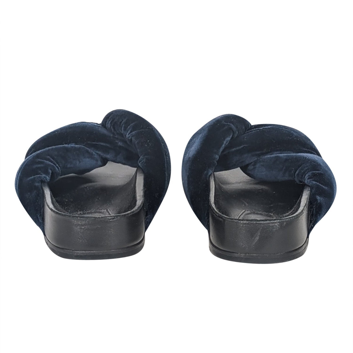 Chloe - Navy Plush Velvet Slide Sandals Sz 6