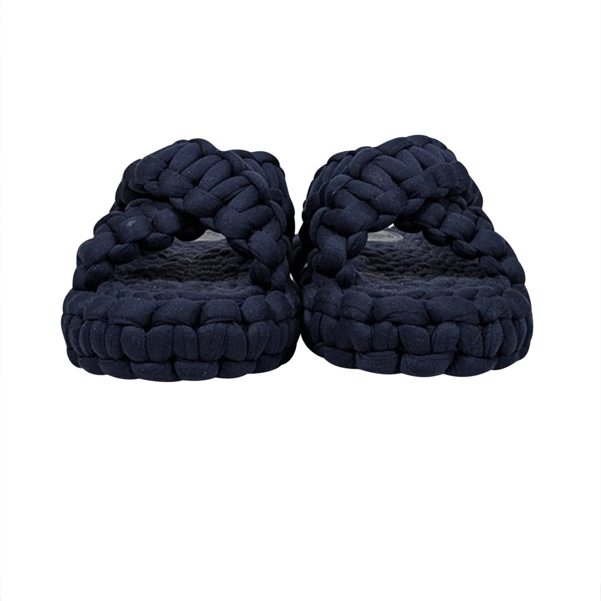 Chloe - Navy Woven Braided "Kamy" Platform Slide Sandals Sz 7
