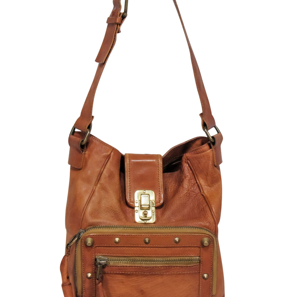 Chloe - Tan Leather Rectangular Shoulder Bag