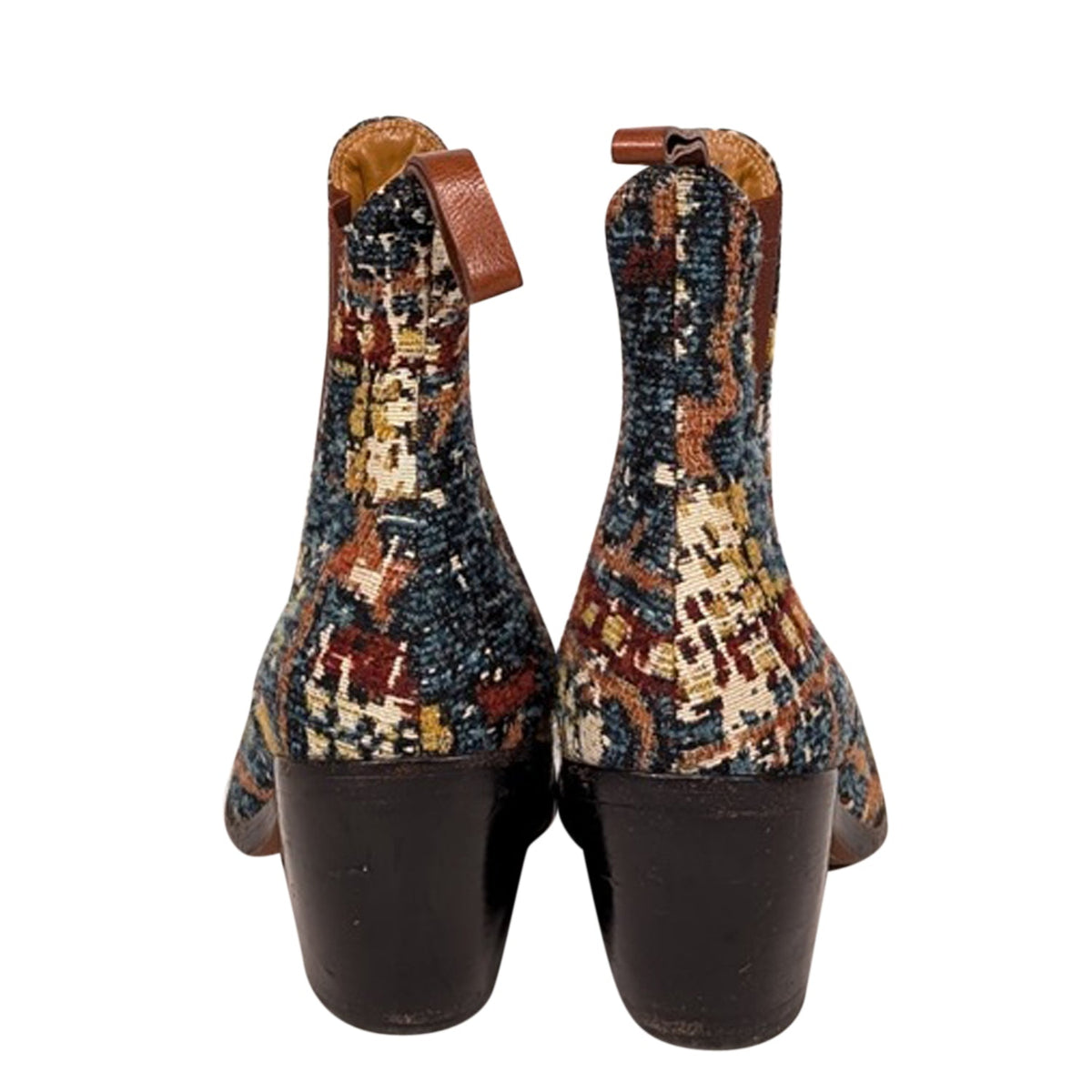 Chloe - Teal, Cream, & Brown Boucle Short Boots Sz 8.5