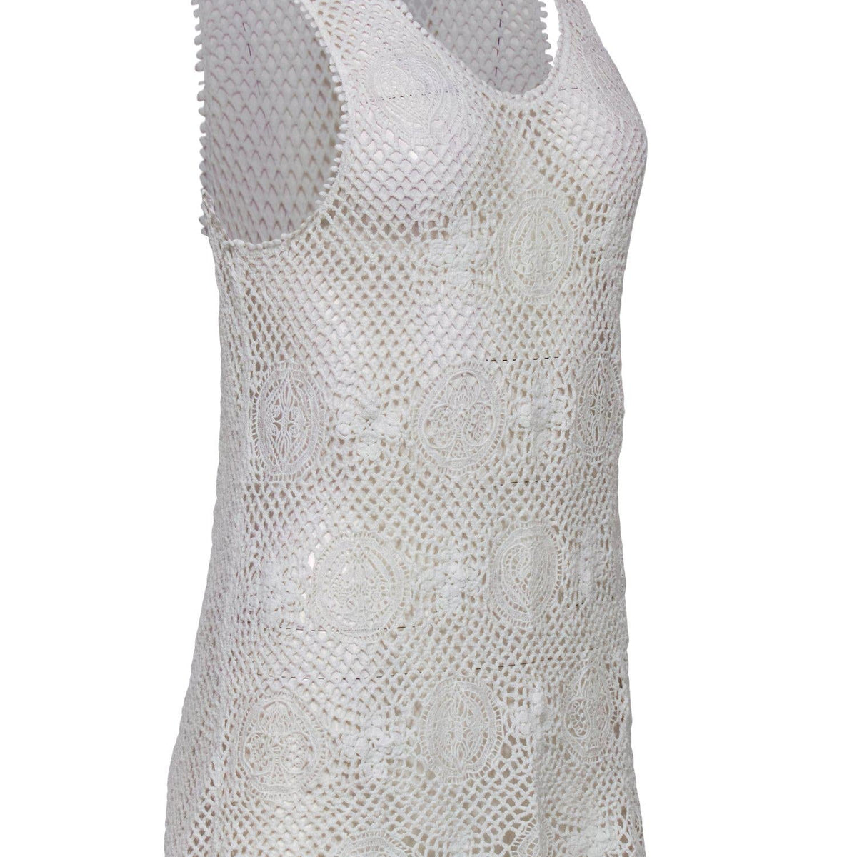 Chloe - White Crochet & Lace Tank Sz M