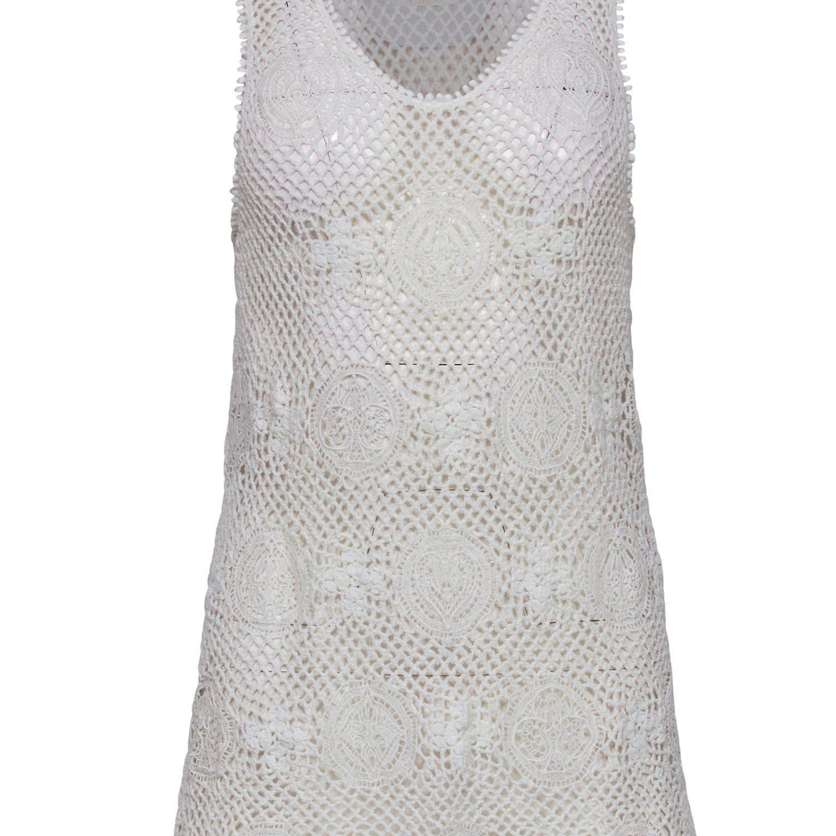 Chloe - White Crochet & Lace Tank Sz M