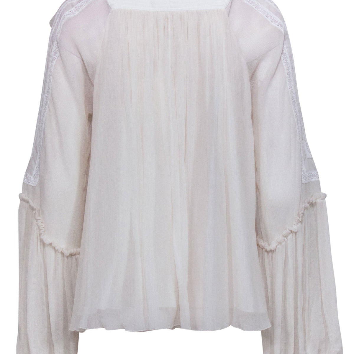 Chloe - White Silk Peasant Blouse Sz 4