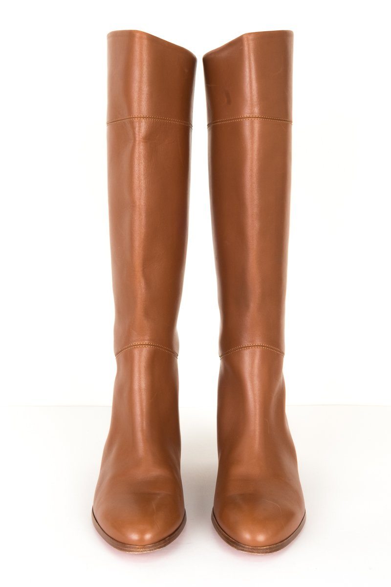 Christian Louboutin Camel Tan Leather Boots 39.5