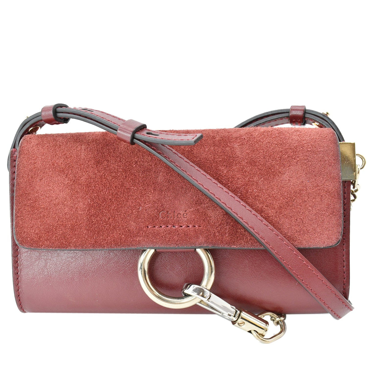 Chloe Mini Faye Suede Calfskin Leather Shoulder Bag Red