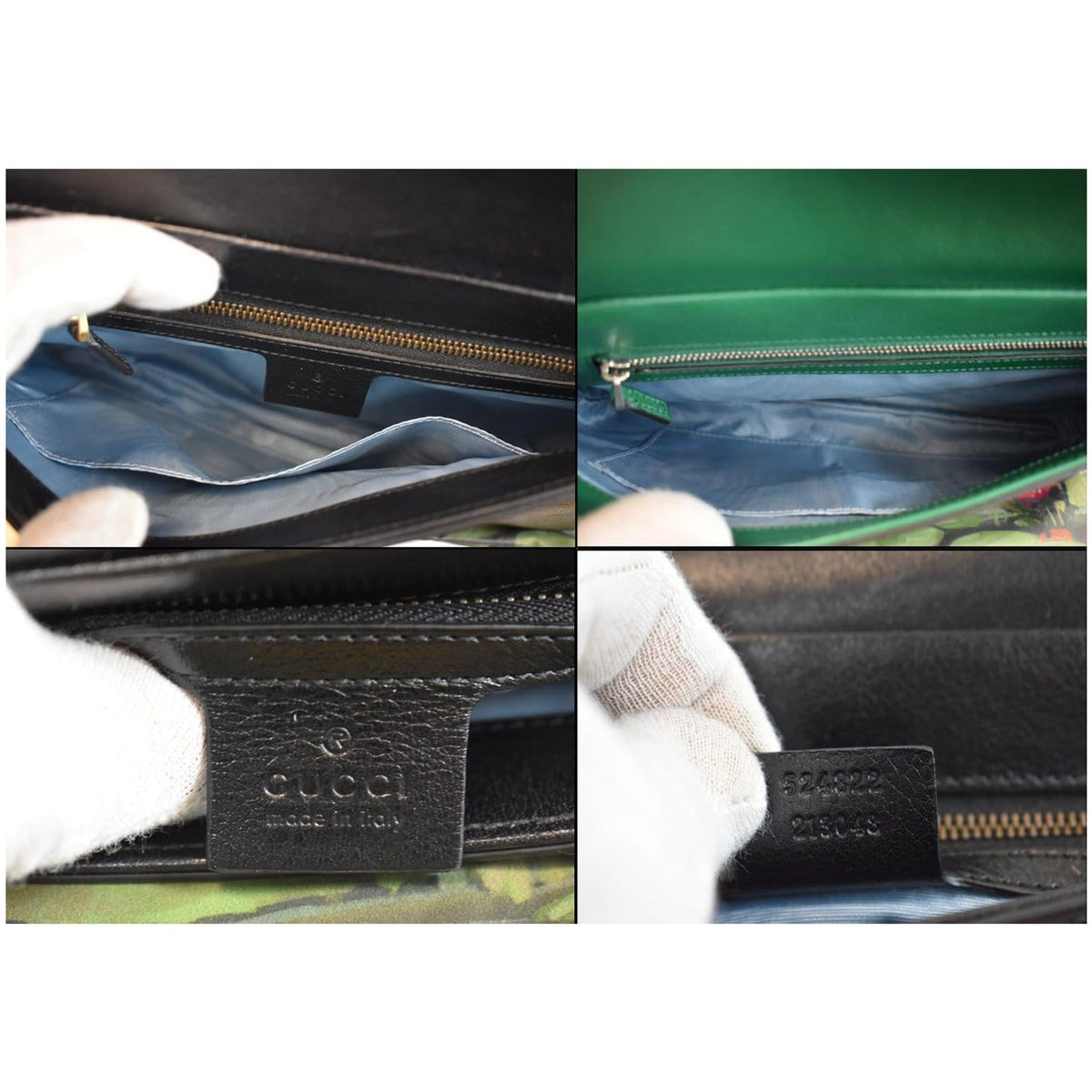GUCCI Thiara Medium Double Smooth Leather Shoulder Bag Green/Black 524822