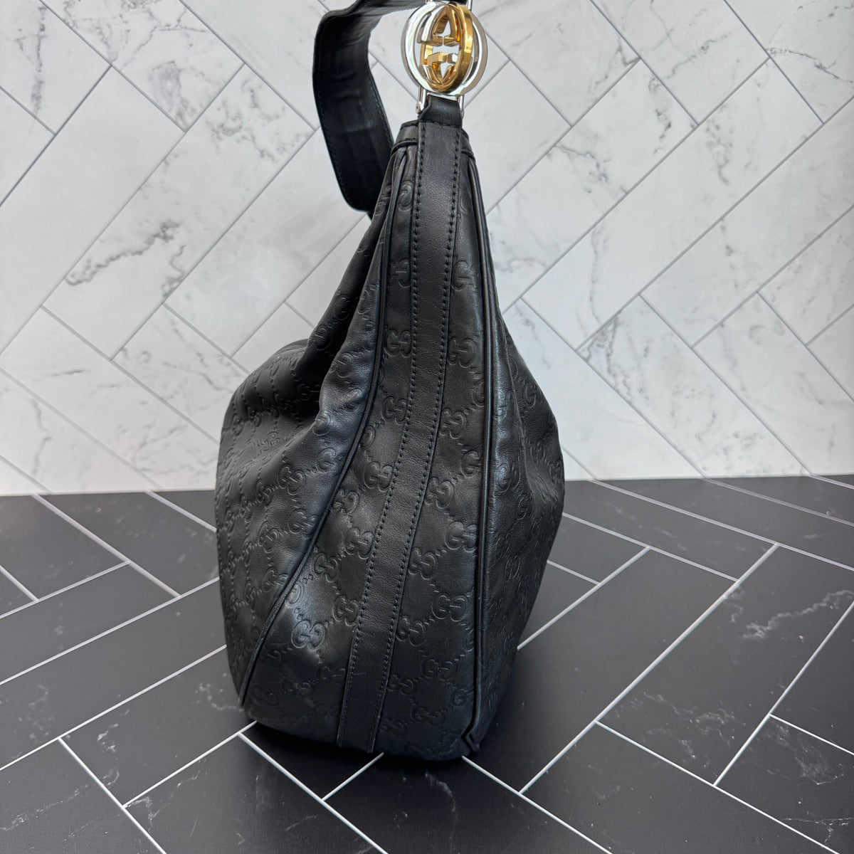 Gucci Black Twins Large Hobo Tote Bag