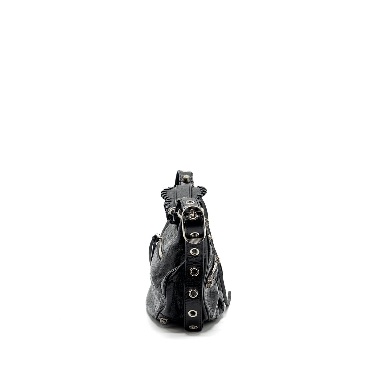 balenciaga Le Cargole Small Shoulder Bag Lambskin Black SHW