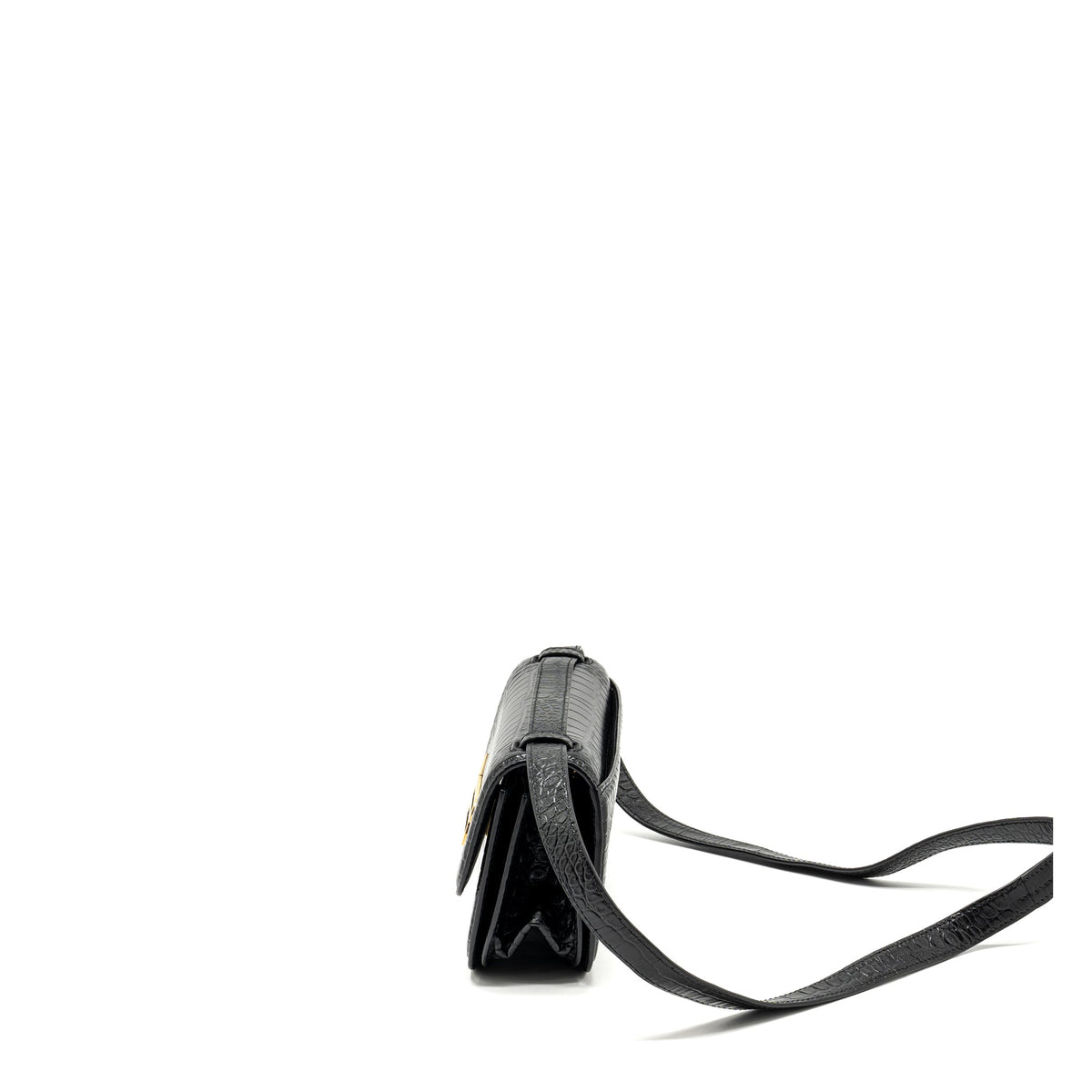 balenciaga Gossip shoulder bag croc-embossed calfskin black GHW
