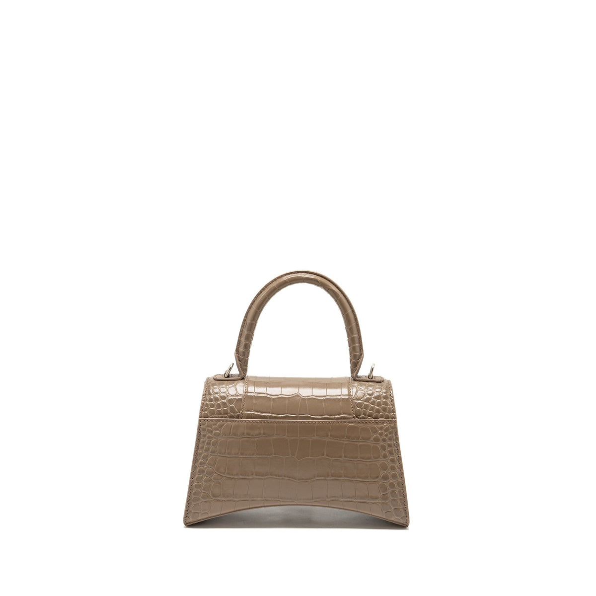 balenciaga Small Hourglass Bag Croc-Embossed Calfskin Dark Beige SHW