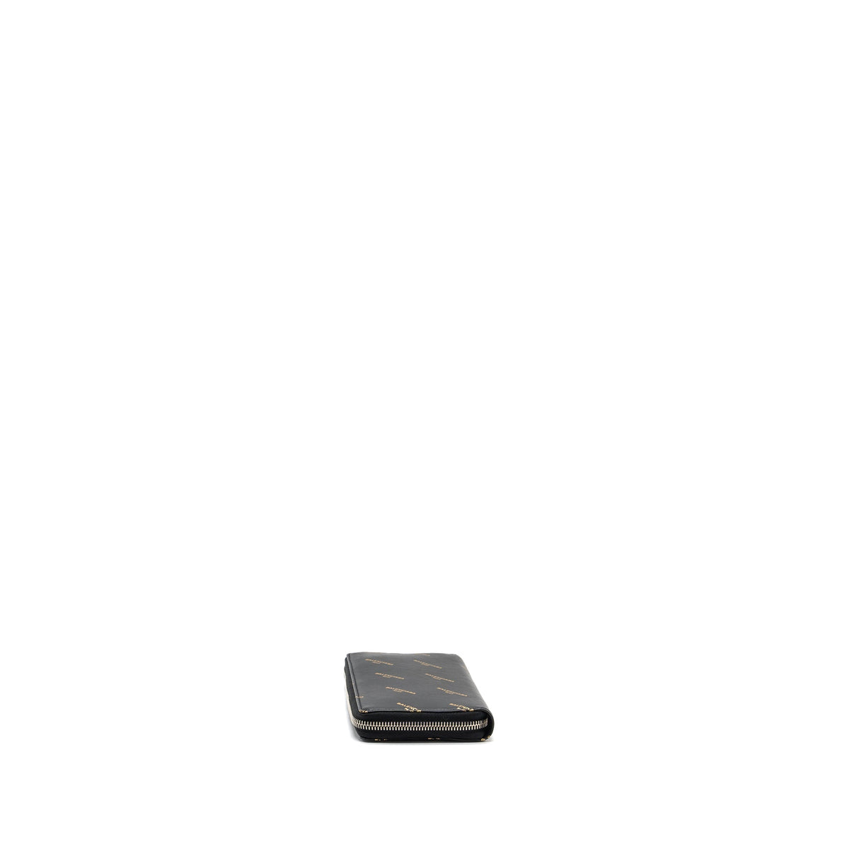 balenciaga Logo Long Zip Wallet Calfskin Black SHW