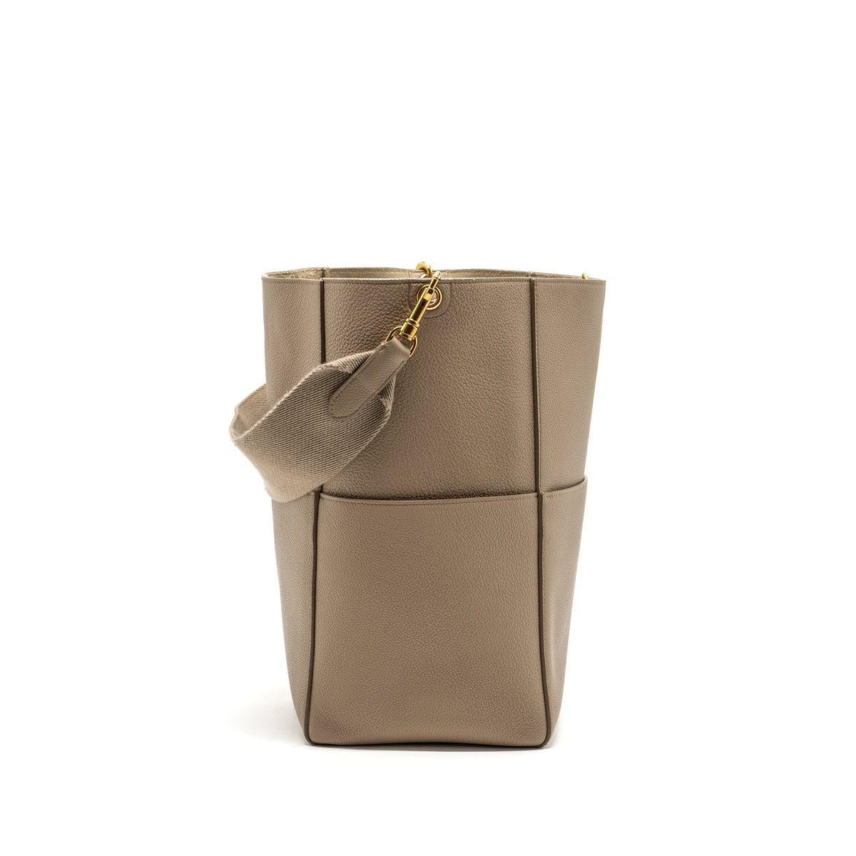 Celine Sangle Bucket Bag Calfskin Light Grey GHW