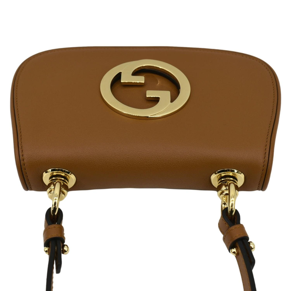 GUCCI Mini Blondie Leather Crossbody Bag Camel 698643