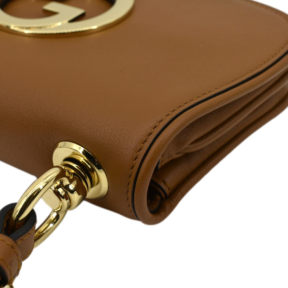 GUCCI Mini Blondie Leather Crossbody Bag Camel 698643