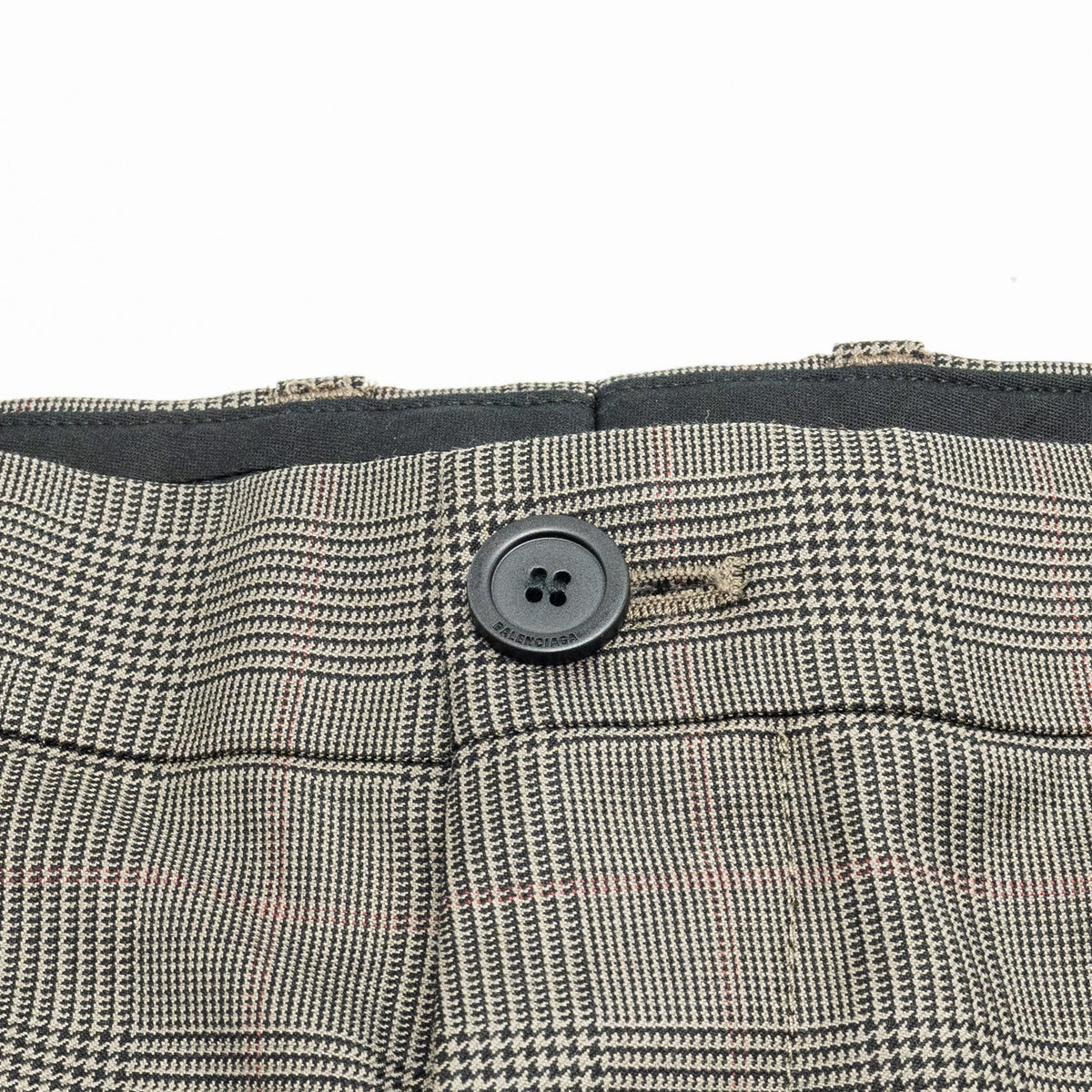 balenciaga Size 44 Checked Single-Breasted Trousers Wool Dark Grey