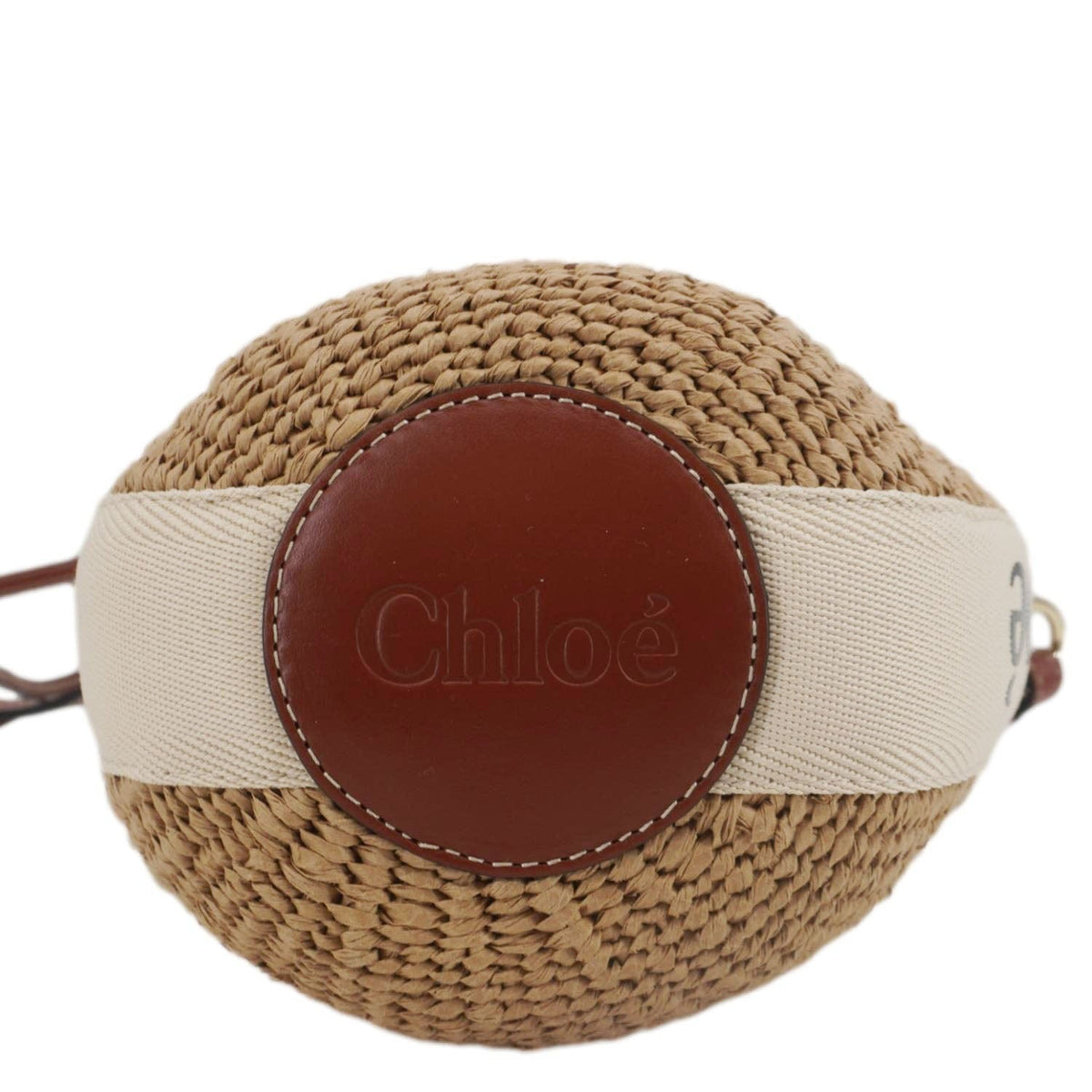 Chloe Woody Raffia Basket Tote Bag Brown
