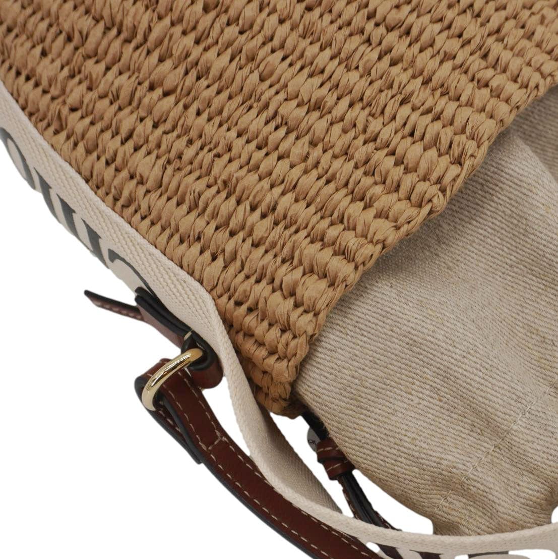Chloe Woody Raffia Basket Tote Bag Brown