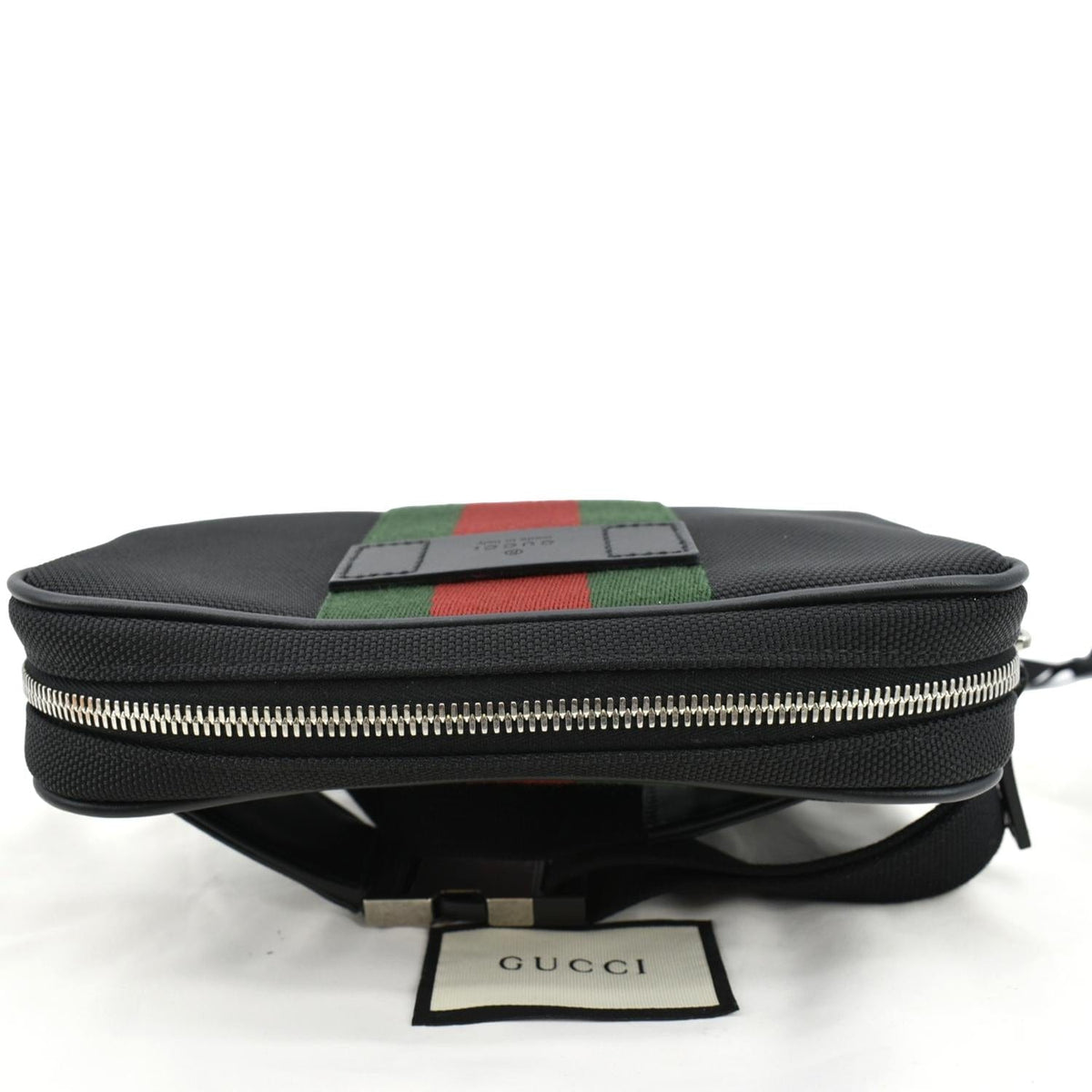GUCCI Web Monogram Canvas Slim Belt Bag Black 630919