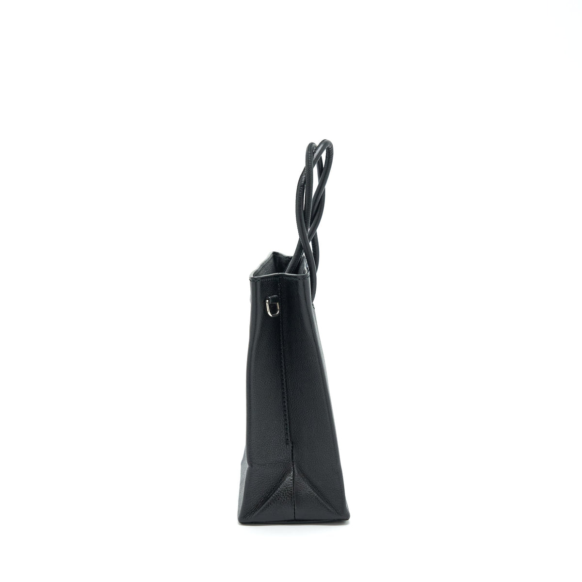balenciaga Top Handle Shopping Tote Bag Calfskin Black SHW