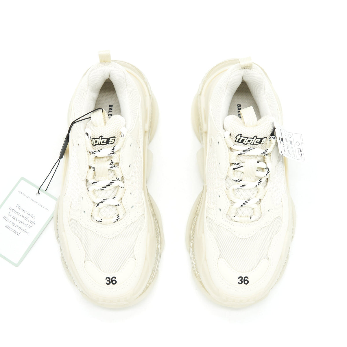 balenciaga Size 36 Triple S Trainers Clear Sole White