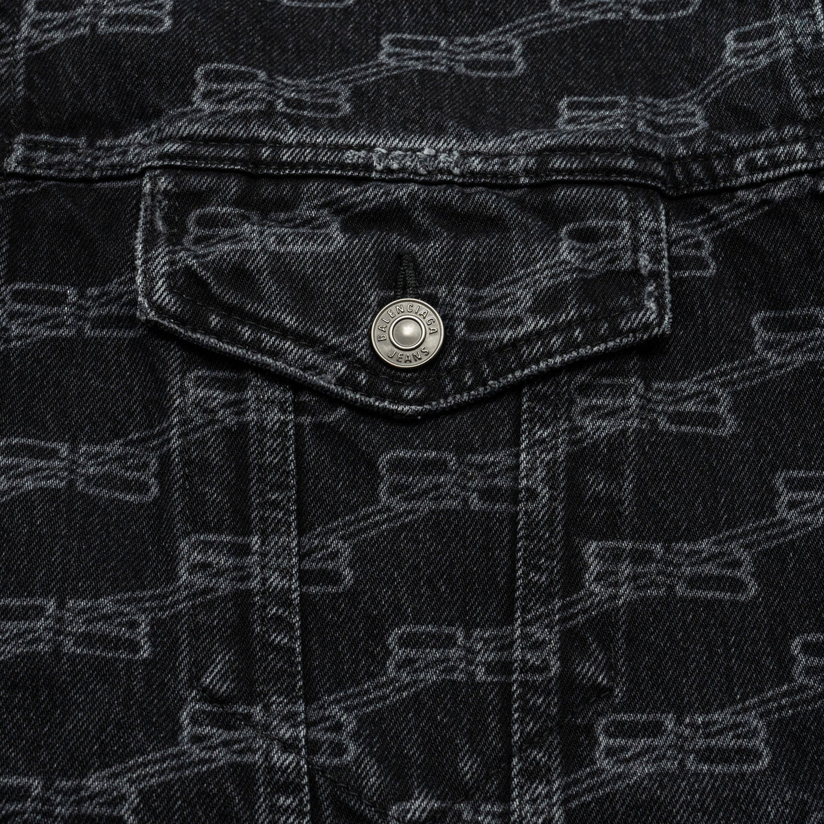 balenciaga size XS oversized logo-print denim jacket black