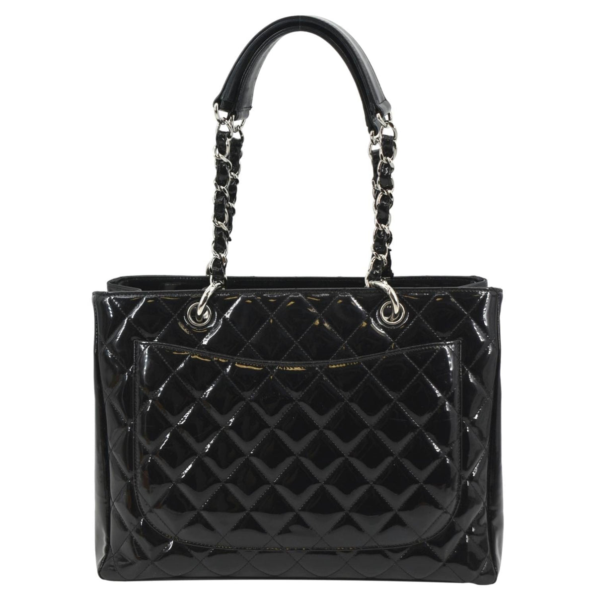 Chanel Grand Shopping Patent Leather GST Tote Bag Black