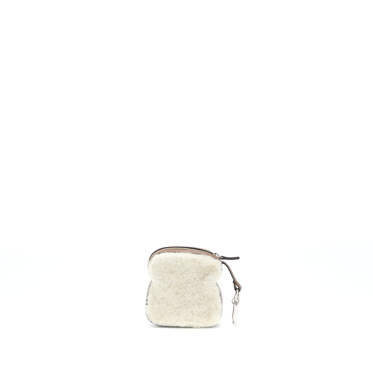 Top quality Fendi Zippy Colin Purse Bag Charm Shearling White/Brown SHW