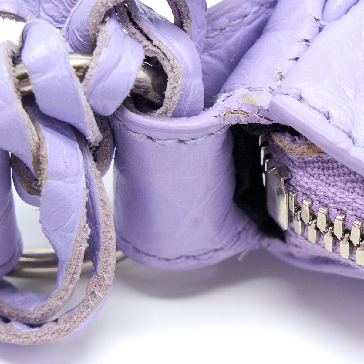 balenciaga Le Cagole XS Shoulder Bag Croc Embossed Calfskin Light Purple SHW