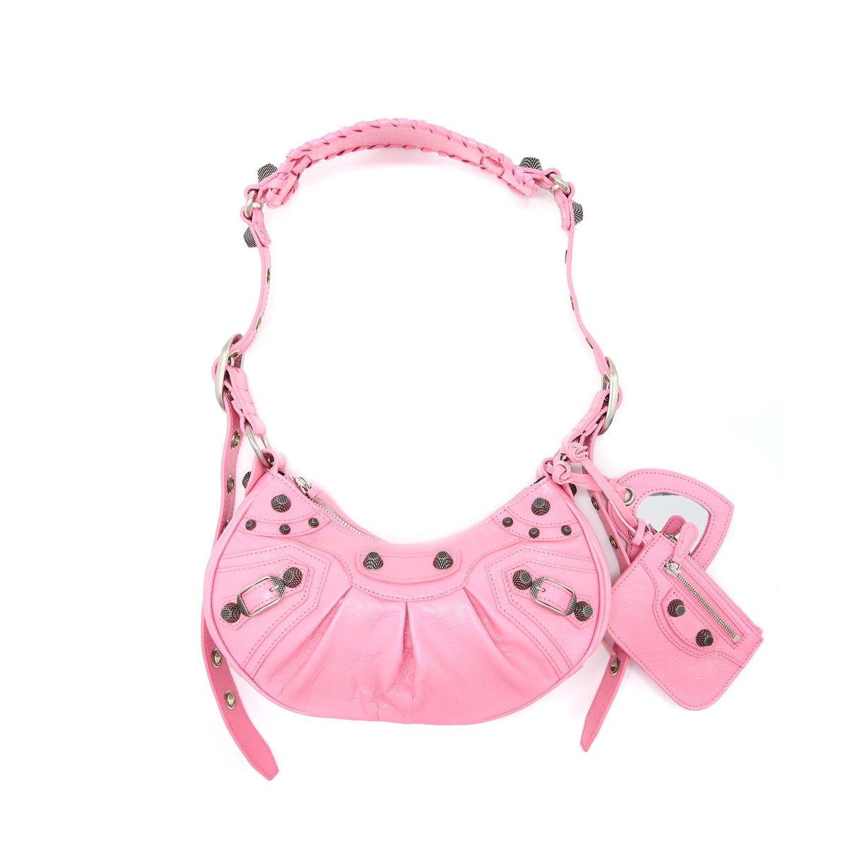 balenciaga Le Cagole XS Shoulder Bag Calfskin Pink Aged-Silver Hardware