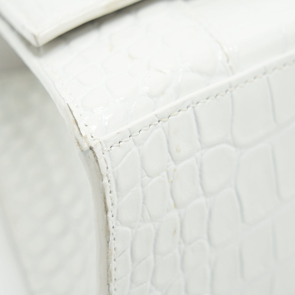 balenciaga Hourglass S Croc embossed Calfskin White SHW