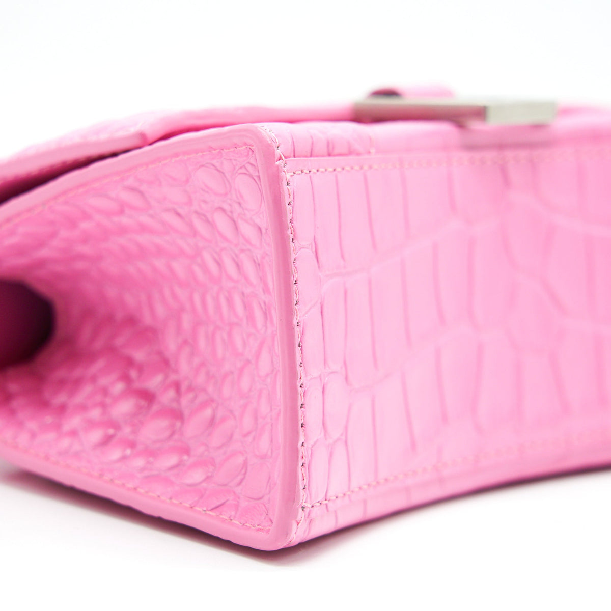 balenciaga Hourglass XS croc-effect leather Tote Pink