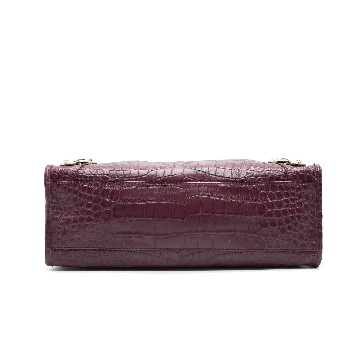 balenciaga MEDIUM GIANT CITY BAG BURGUNDY CROCODILE EMBOSSED LEATHER WITH GHW