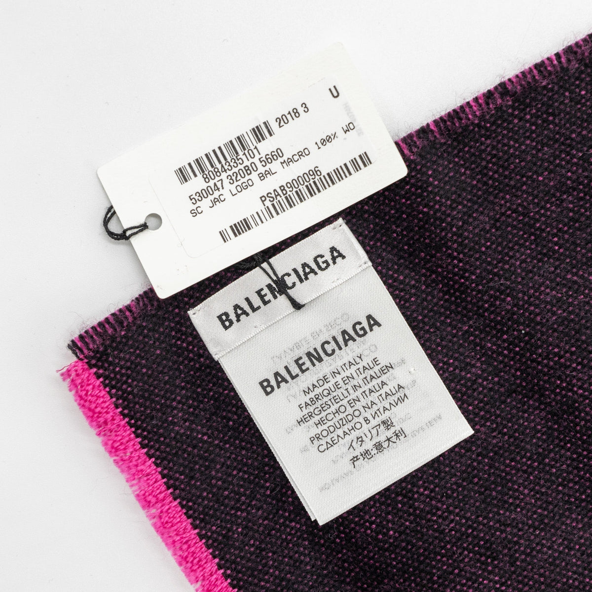 balenciaga 30*205cm Logo Scarf Wool Pink/ Multicolour
