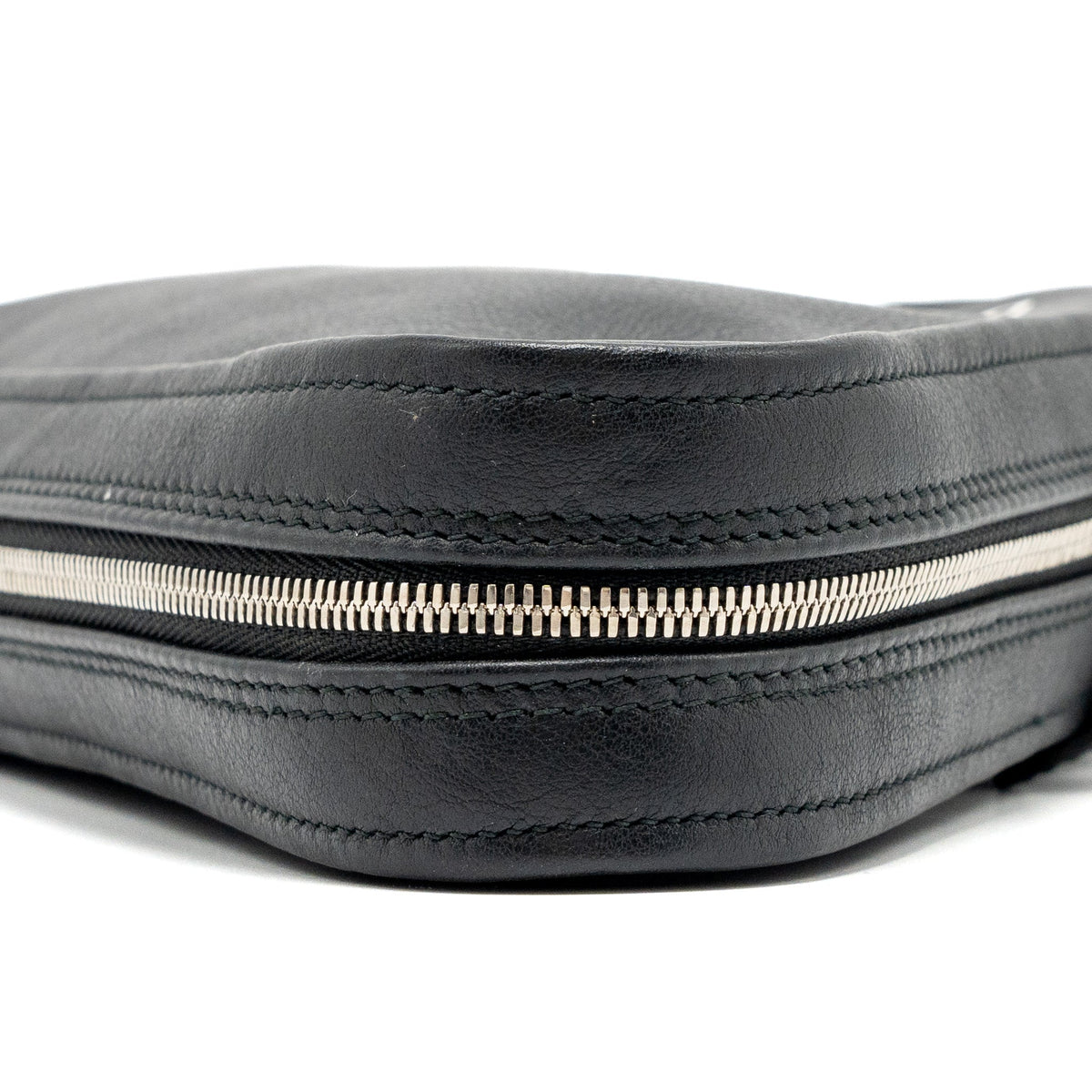 balenciaga triangle zip clutch calfskin black SHW