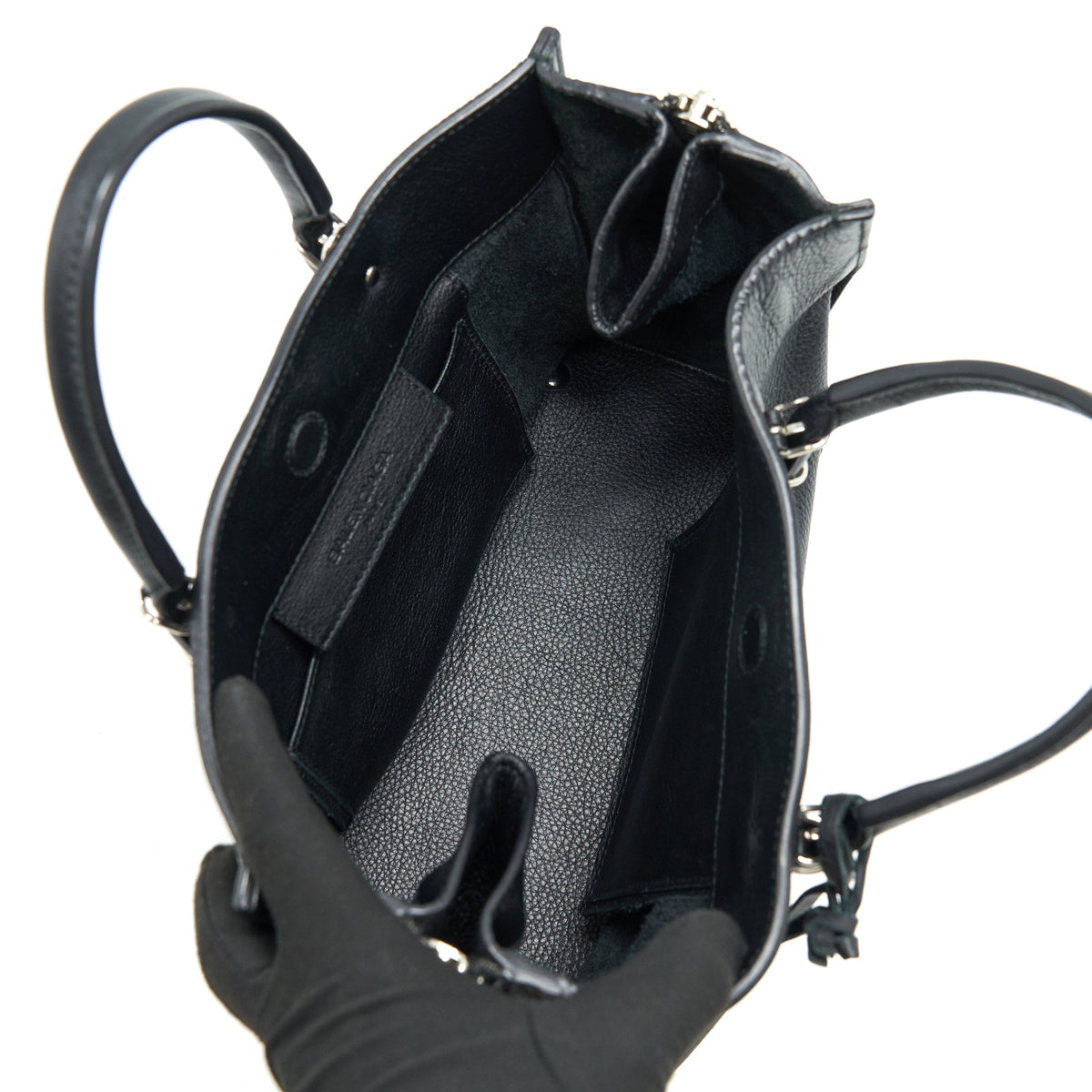 balenciaga PAPIER A4 CLASSIC STUDS BAG LEATHER BLACK