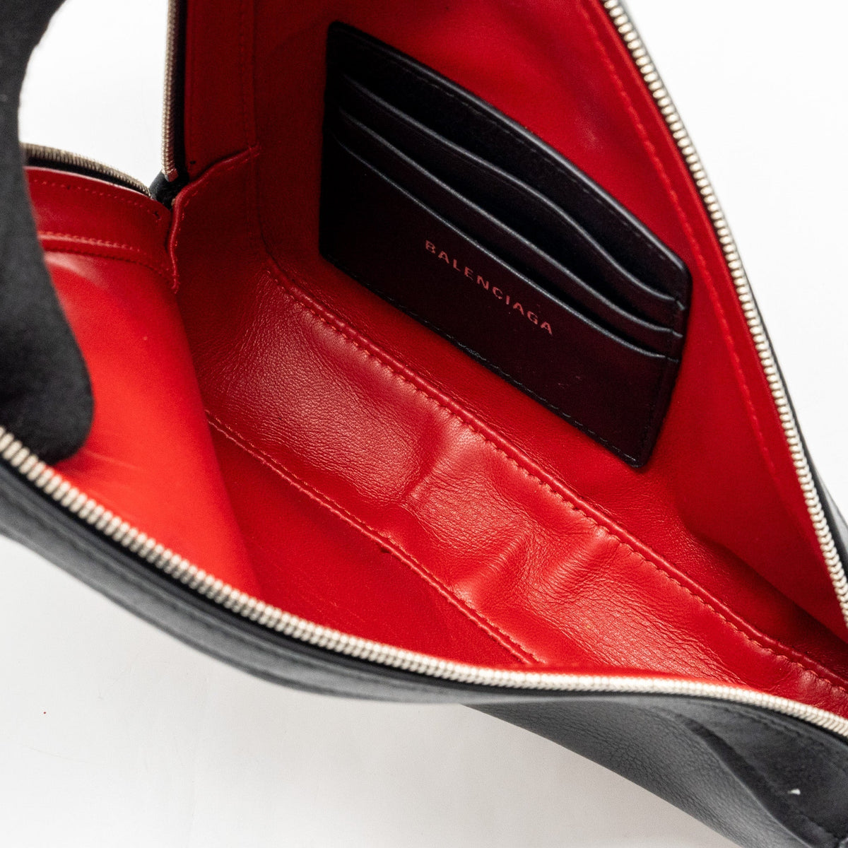 balenciaga triangle zip clutch calfskin black SHW