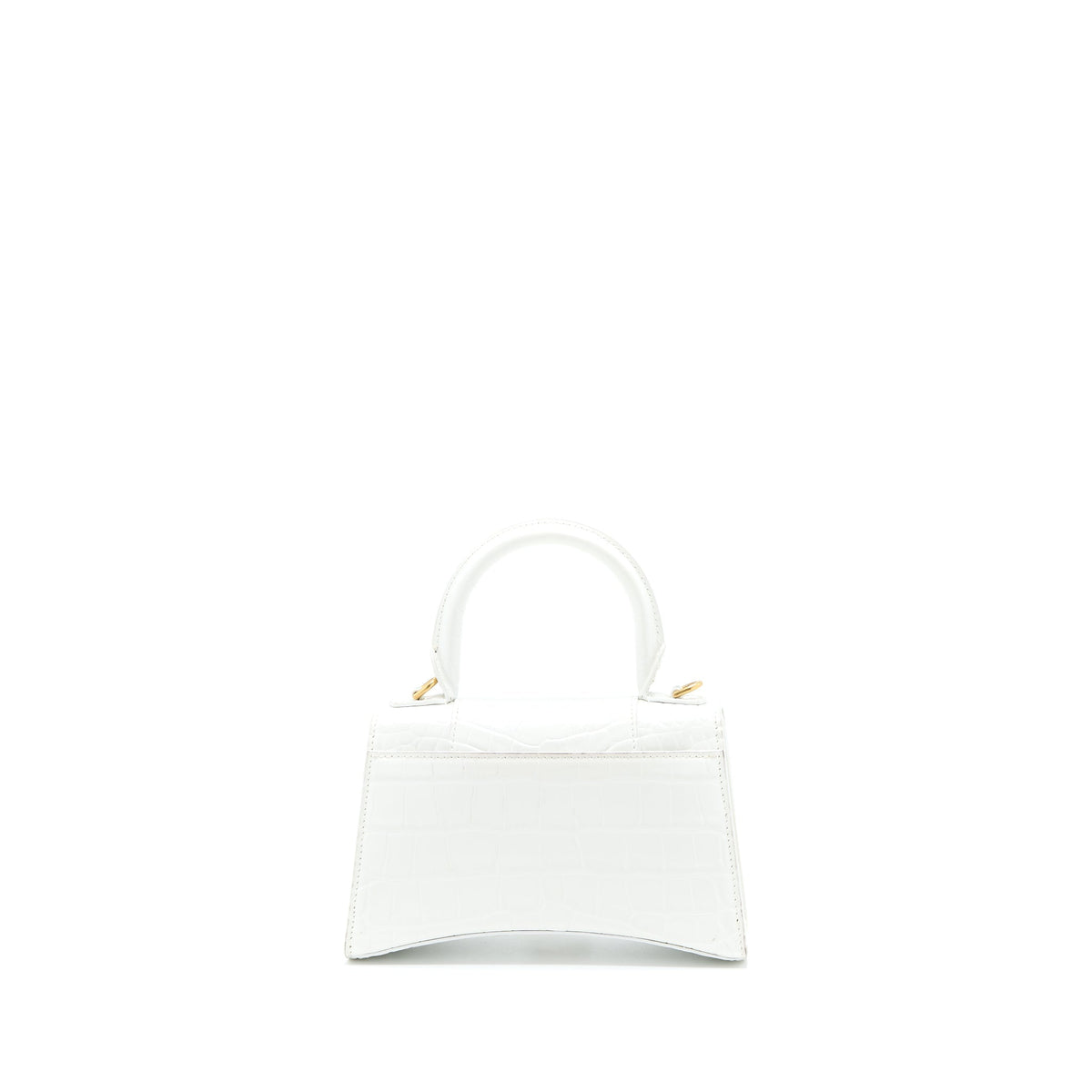 balenciaga Hourglass XS Croc Embossed Calfskin White GHW