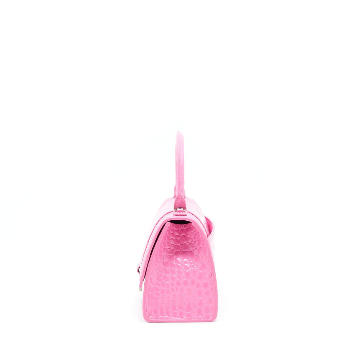 balenciaga Hourglass Croc Embossed Pink SHW