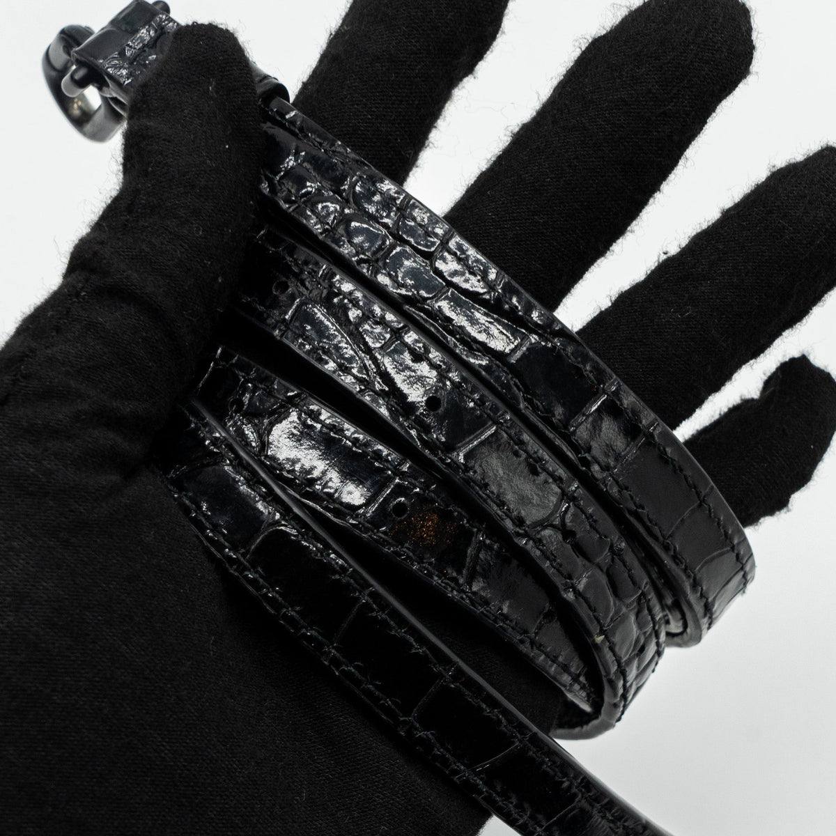 balenciaga Hourglass S Croc-Embossed Calfskin So Black