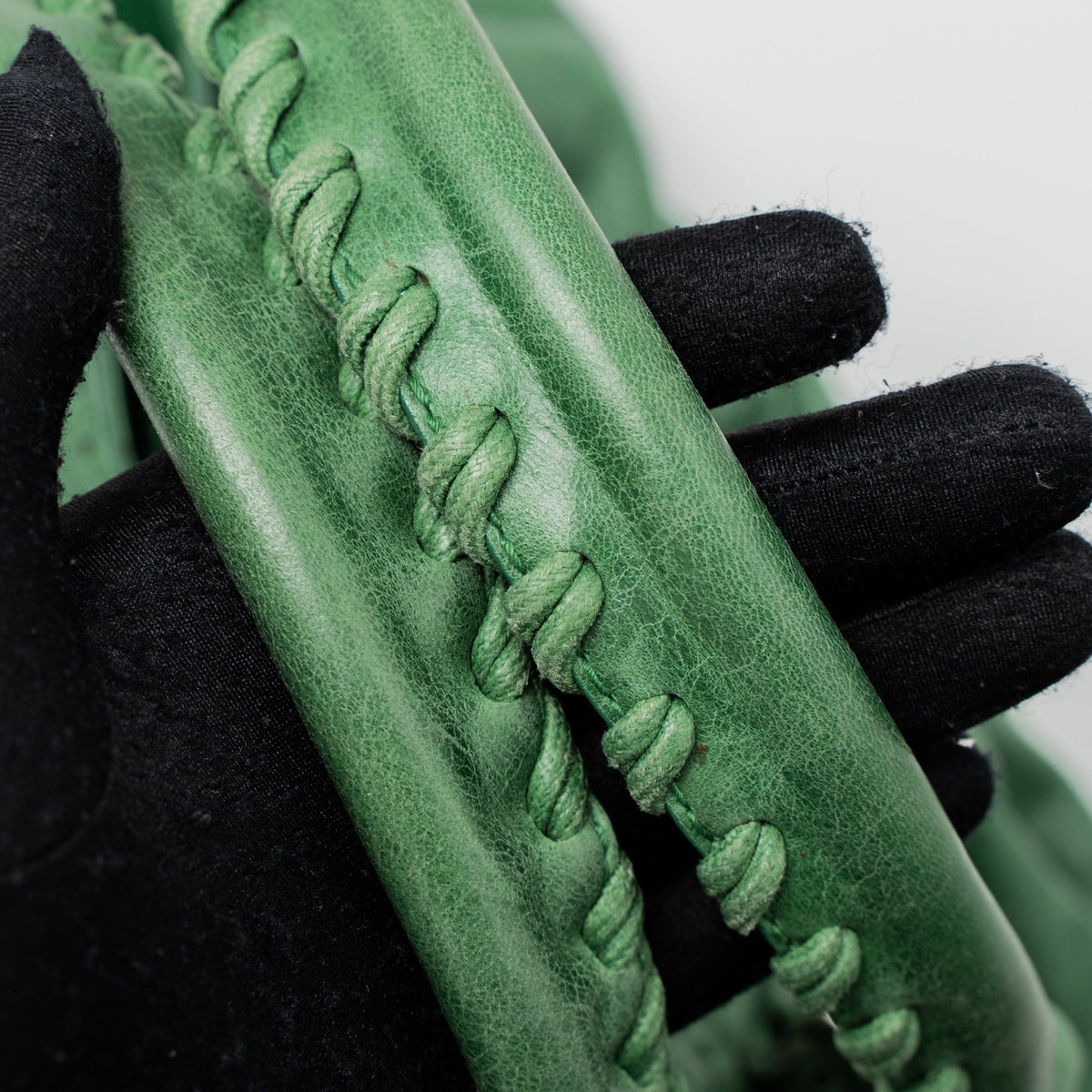 balenciaga Lace City Bag Leather Green SHW