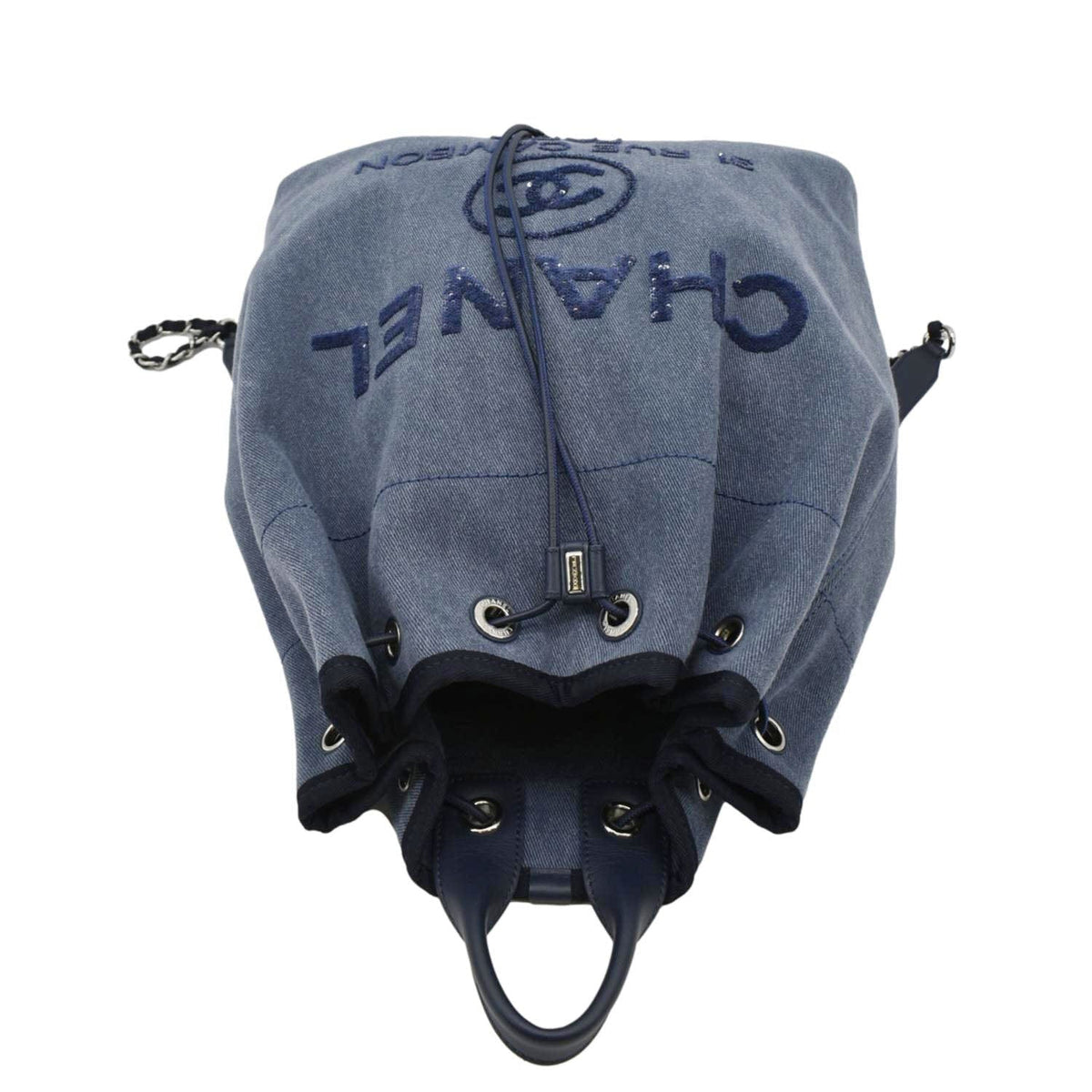 Chanel Deauville Large Denim Backpack Blue