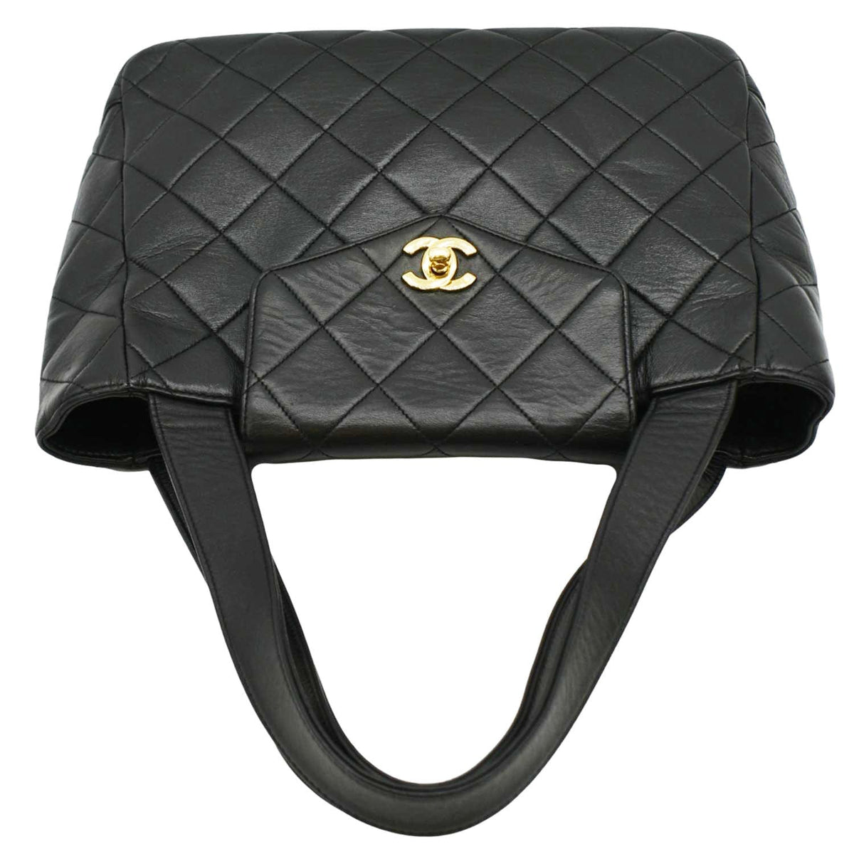 Chanel Classic Flap Vintage Quilted Leather Tote Bag Black